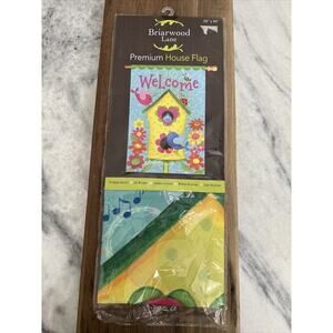 Welcome Bird House Floral Garden Flag 28" x 40" Briarwood Lane New In Bag‎